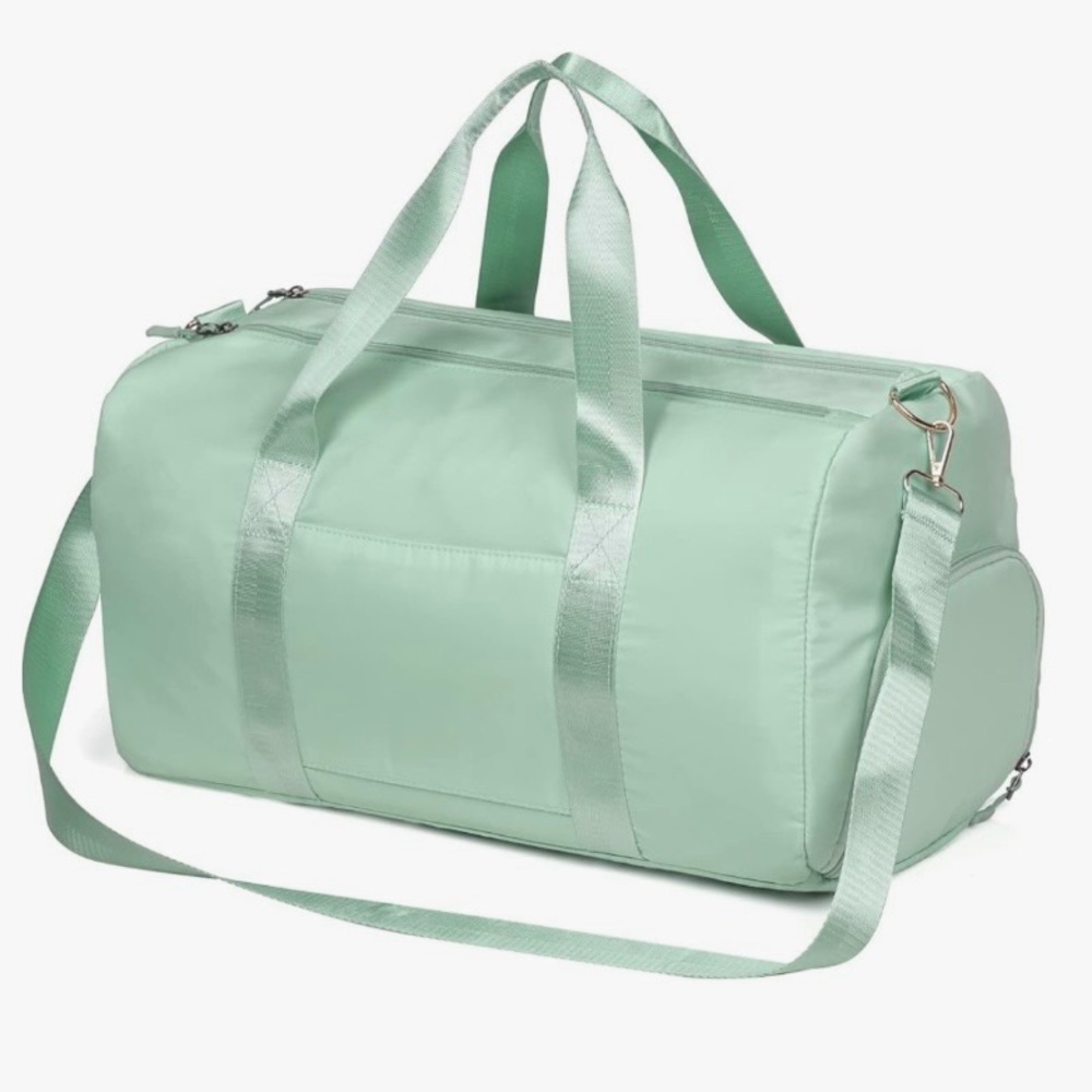 Mint green duffel bag